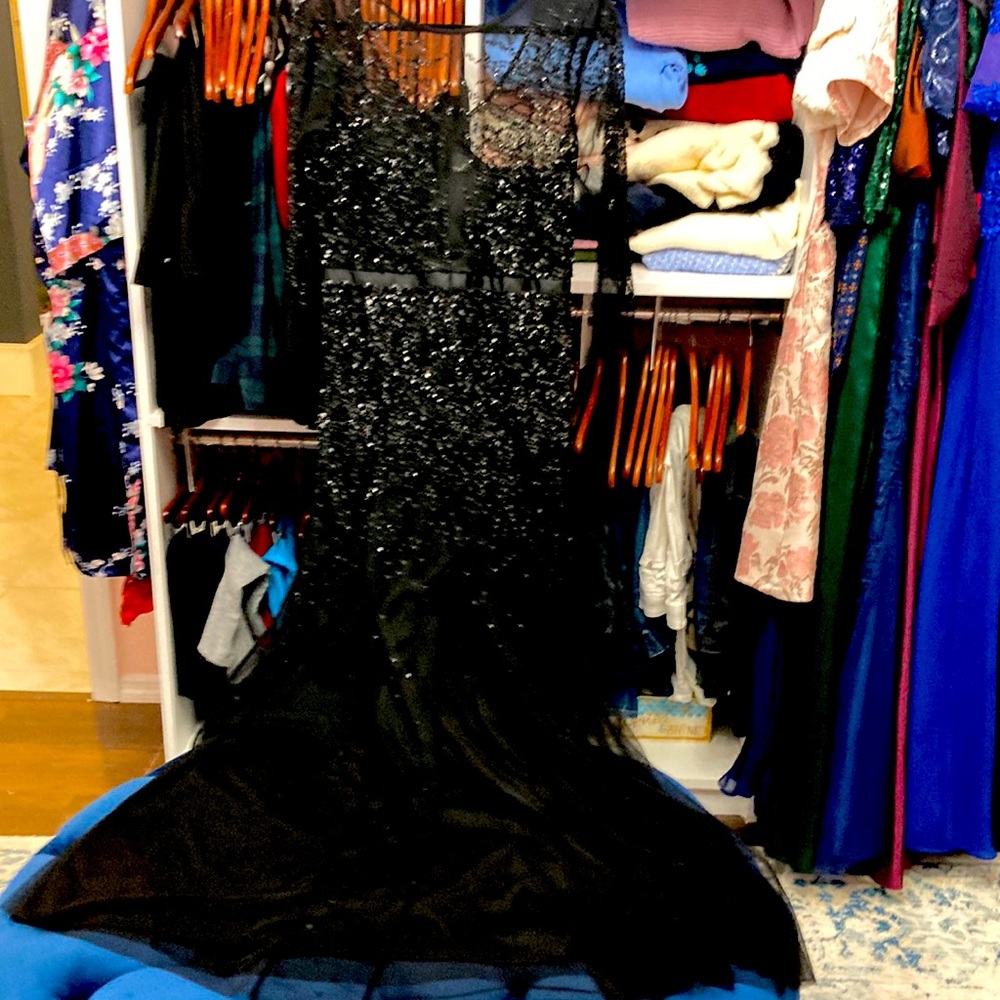 Adrianna Papell Black Beaded Gown 12